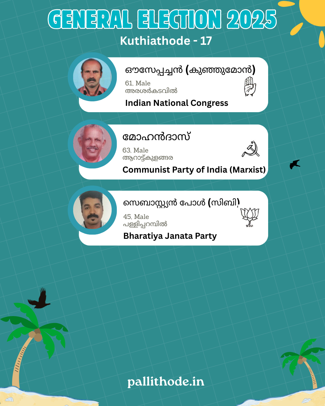 Kuthiathode ward 17 - P H C ward Candidates - General Election 2025